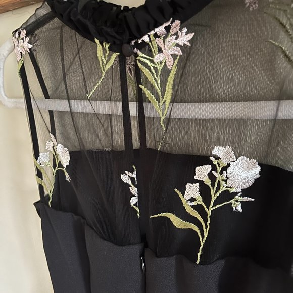 Floral Embroidered Black Sheath Dress - Karl Lagerfeld - Picture 6 of 7